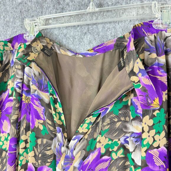 2 pc Dana Buchman Plus Sz 20 Skirt Set Silk Tank Top Purple Floral A Line Flare - Picture 7 of 12